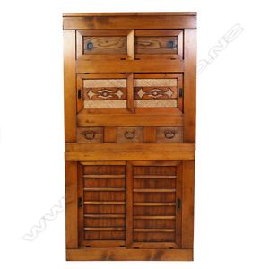 Japanese Tall Cabinet with Sliding Doors and Drawers — Ardesh