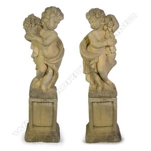 A pair of Church Stone garden statues, 'Spring' and 'Summer',…