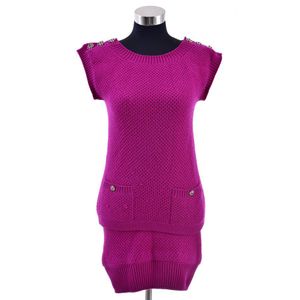 Chanel Pink Wool Bobble Jacket and Sleeveless Dress Set