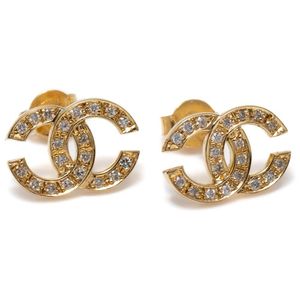 Wide Chanel Strass CC Stud Earrings at 1stDibs  chanel strass earrings, chanel  earrings cc, white chanel earrings