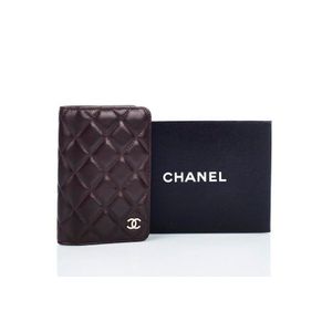 Chanel, pocket notebook case, chocolate brown quilted lambskin…