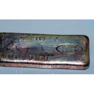 Bar of 99.9% pure silver, Matthey Garrett, weight: 511 grams