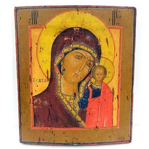 A 19th century Kazan mother of Christ icon tempera, 36 x 30 cm