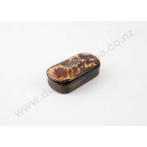 19th century pressed horn tortoiseshell & inlaid snuff box…