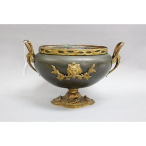 Antique French Empire revival oval twin handled jardiniere,…