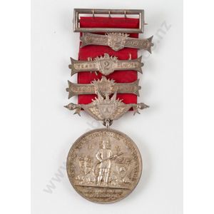 New Zealand silver Fire Brigade Service Medal with three two…