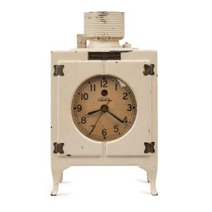General Electric refrigerator shaped advertising clock, painted…