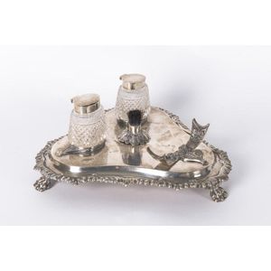 Antique sterling silver ink stands - price guide and values