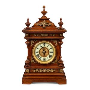 Antique Ansonia Plush Mantel Clock with Ornate Brass Mounts - Clocks ...