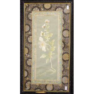 Vintage crewel embroidery asian empress priestess chinoiserie hand made framed