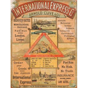 A framed shipping poster for the International Express Company,…