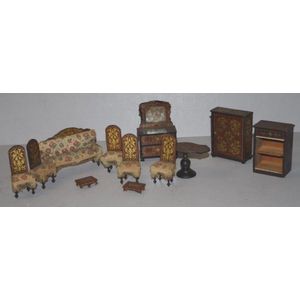 Collection of miniature dolls house furniture, in French style…