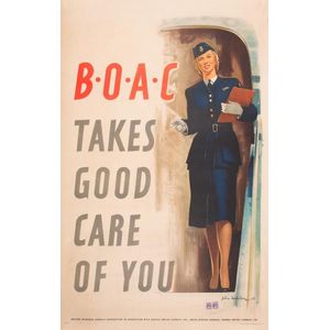 Airline Travel Poster: 'B.O.A.C Takes Good Care of You' with…