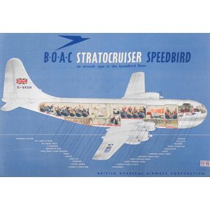 Airline Travel Poster: 'B.O.A.C Stratocruiser Speedbird an…
