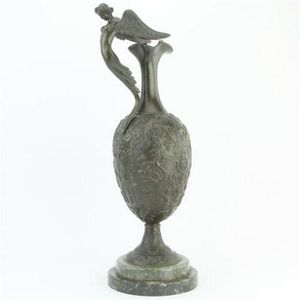 Renaissance style bronze ewer of Oinochoe form with winged…