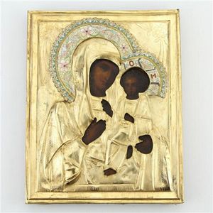 Russian icon of Kazanska mother of God painted realistically in…