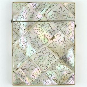 Victorian mother of pearl calling card case having diamond…