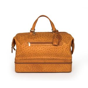 A tan Ostrich travel bag, Parapini. Lockable zipped suitcase…