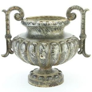 Cast iron jardiniere painted with marble effects. Foundry mark…