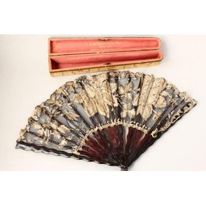 Mid 19th century French cased fan, in tortoise shell with…