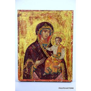 A Greek Orthodox mother of God 'Hodegetria' icon, 19th century,…