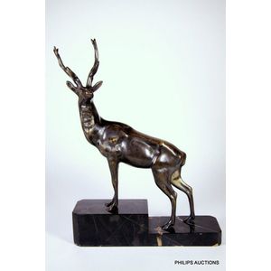 A bronze figure of a stag by Irenee Rochard (1906-1984), circa…