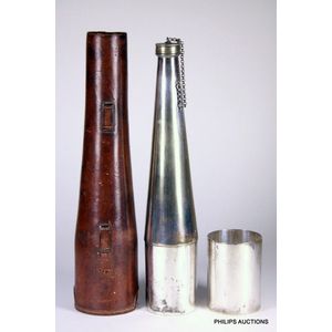 A silver plated leather cased hunting flask, early 20th century,…