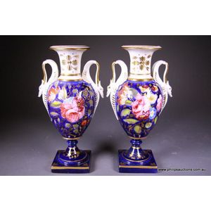 A pair of Charles Bourne urns, early 19th century, the baluster&hellip;