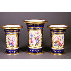 A three piece garniture of Charles Bourne vases, circa 1810-15,&hellip;