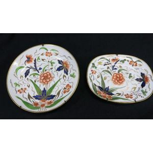 Two English Charles Bourne Imari plates with floral & gilt&hellip;