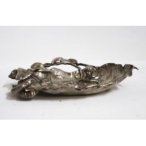 A continental silver plated bowl with young girl figure, 29 cm…