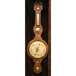 A 19th century timber cased banjo barometer, 107 cm long
