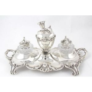 Victorian silver desk-set. Maker: Thomas James and Nathaniel…