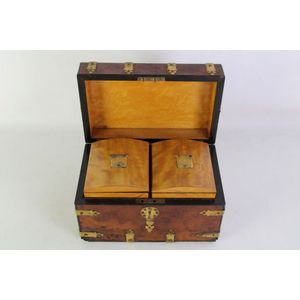 A Victorian brass bound tea caddy, height 15.5 cm x, length 25.…