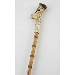 World War I Prisoner of war walking stick carved bone finial of&hellip;