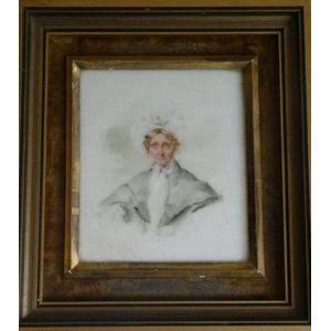 Russian noble woman miniature on porcelain wearing fine jewelry…
