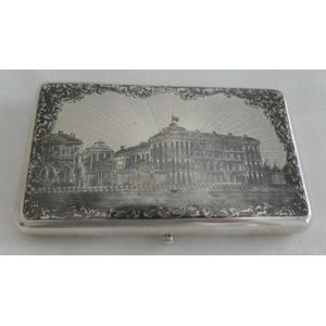 Fine antique Russian silver niello cigarette case depicting a…