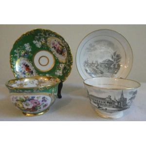 Russian antique Popov cup and saucer Moscow, with green ground…
