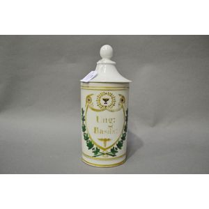 Antique French Apothecary jar 'UNG BASILIC', approx 30 cm high