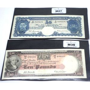 Australian Coombs / Wilson £10 and £5 banknotes, WA35 698104…