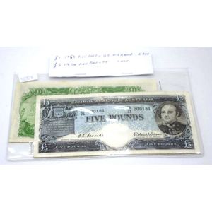 Commonwealth of Australian £1 and £5 bank notes, £1 (1953 first…