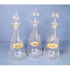 Three matching Victorian glass decanters & labels, including 3…