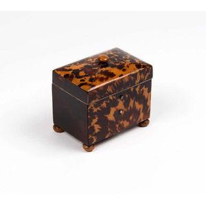 A small George III ivory mounted tortoiseshell tea caddy, circa…