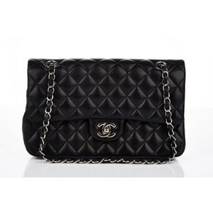 At Auction: CHANEL - Quilted Trendy CC Black Lambskin Bowling Large Top  Handle Bag w/ Strap