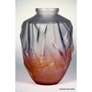 A signed Charles Schneider moulded glass vase, circa 1930s, a&hellip;