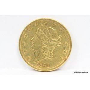 An 1880 $20 American Liberty head gold coin. 21.6ct, 900 fine…