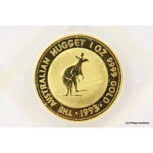 An Australian gold 10Z kangaroo coin 1993, 24ct yellow gold,…