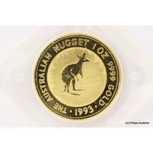 An Australian gold 10Z kangaroo coin 1993, 24ct yellow gold,…