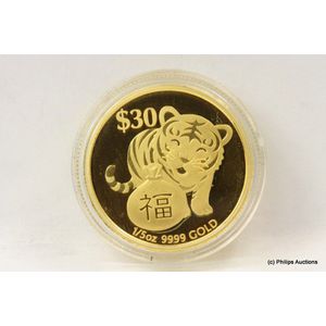 An Australian gold year of the tiger coin, boxed with…