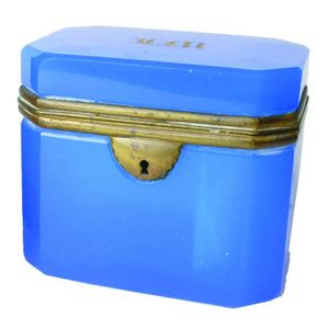 A Continental bleu celeste glass tea caddy, rectangular shape…
